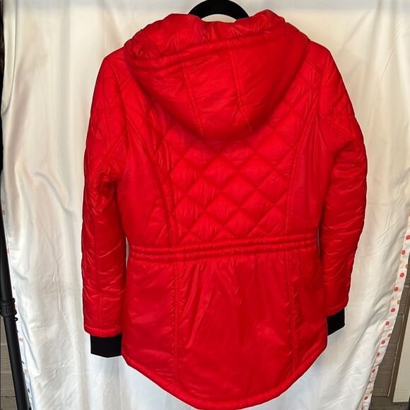 Michael Kors Red Hooded Puffer Down Winter Jacket With Diamond Quilting - Picture 5 of 8